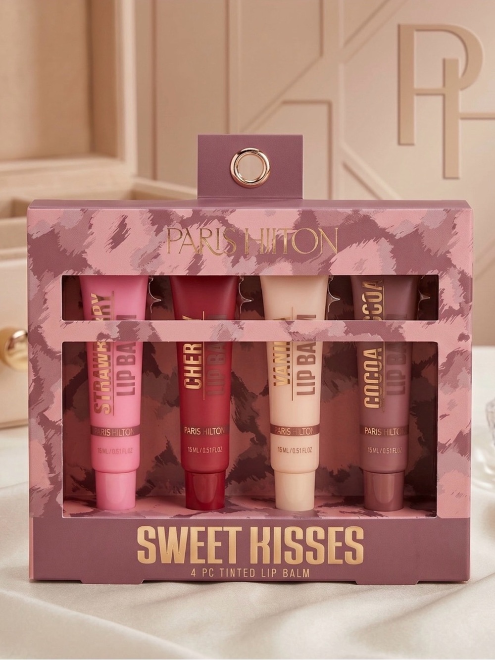 Paris Hilton Sweet Kisses 4PC Tinted Lip Balm Set New